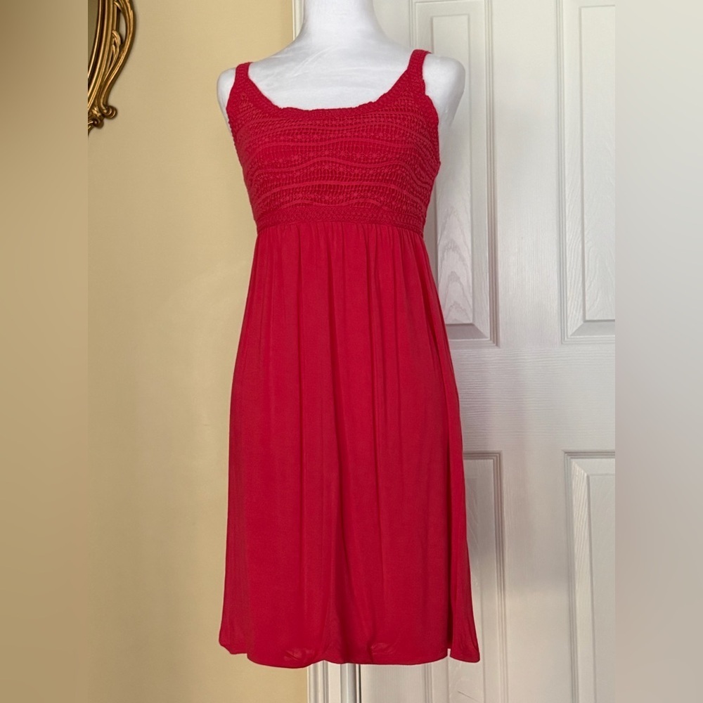 Y2K Merona Crochet top pink sundress Empire waist smocked back Vintage